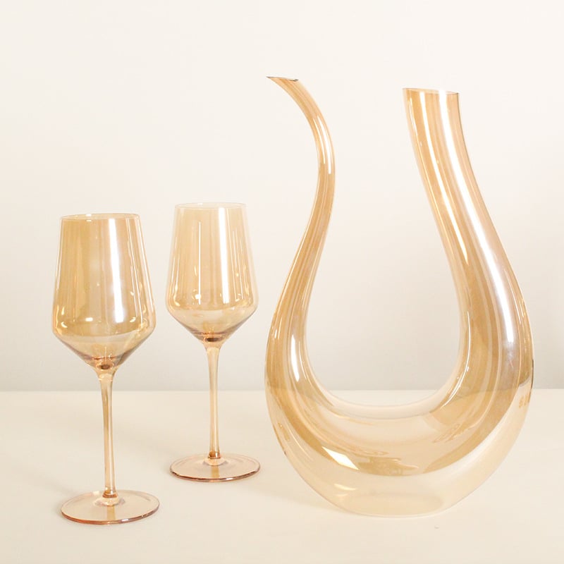 Pahar de vin în stil european, cristal chihlimburiu, cu decantator