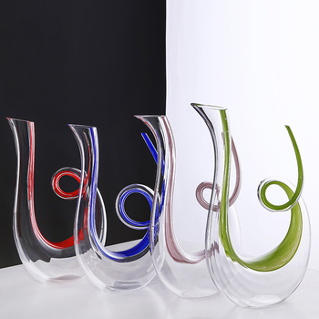 Decantator de vin din sticlă cristalină, design creativ de turnare rapidă, stil Nordic, capacitate 701-800 ml, culori: roșu, albastru, verde, roz
