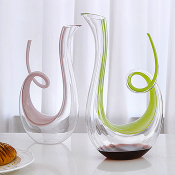 Decantator de vin din sticlă cristalină, design creativ de turnare rapidă, stil Nordic, capacitate 701-800 ml, culori: roșu, albastru, verde, roz