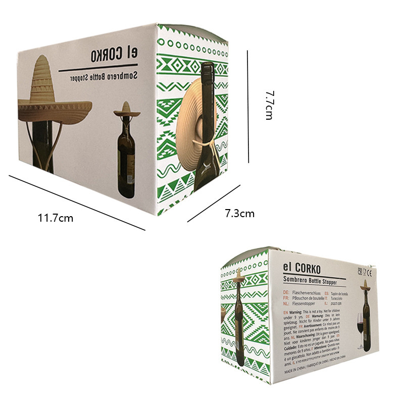 Stopper pentru sticla de vin roșu, capac sigilant creativ pentru conservare, design pălărie de paie în stil cowboy mexican