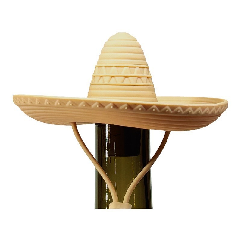 Stopper pentru sticla de vin roșu, capac sigilant creativ pentru conservare, design pălărie de paie în stil cowboy mexican