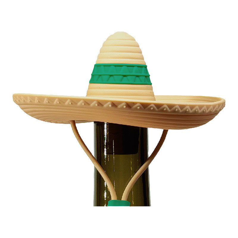 Stopper pentru sticla de vin roșu, capac sigilant creativ pentru conservare, design pălărie de paie în stil cowboy mexican