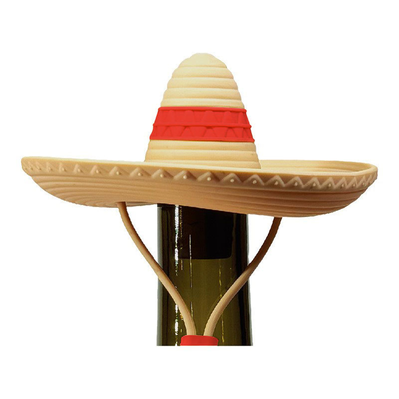 Stopper pentru sticla de vin roșu, capac sigilant creativ pentru conservare, design pălărie de paie în stil cowboy mexican
