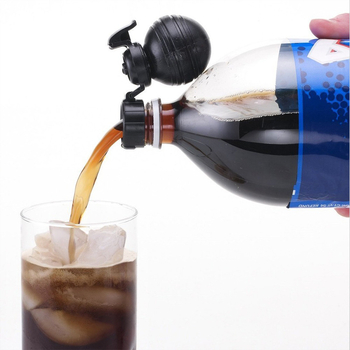 Capac portabil, personalizabil pentru băuturi carbogazoase, cu etanșare gonflabilă și bilă de prospețime pentru sticle cola