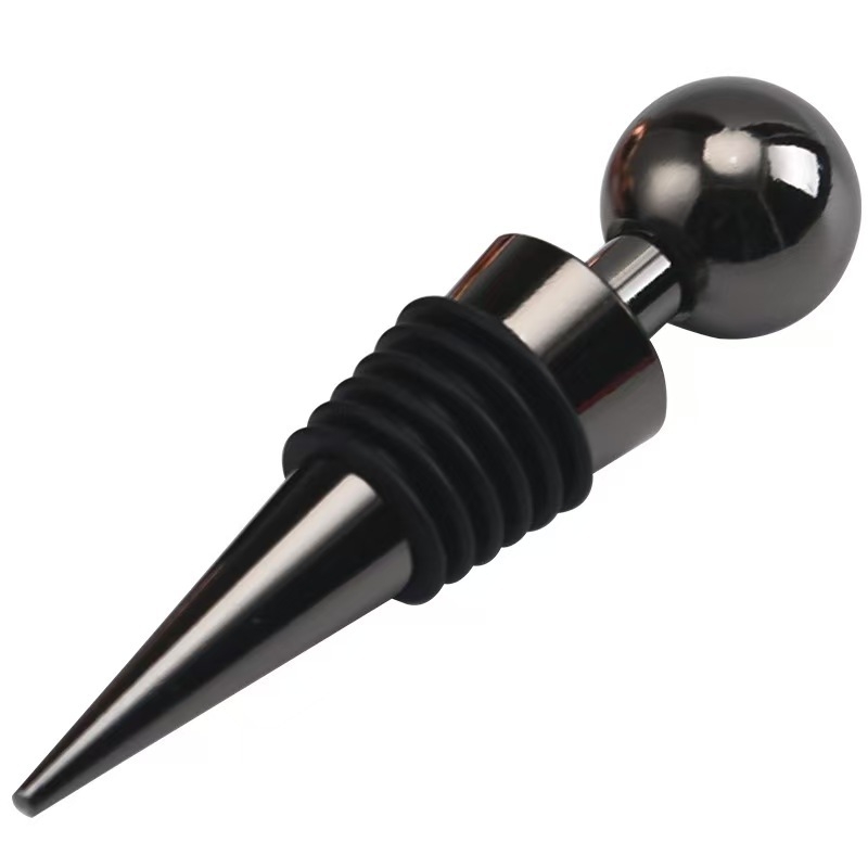 Dop de sticlă din silicon cu cap rotund, 6 fileturi, conic, pentru conservarea vinului roșu, accesoriu pentru vin