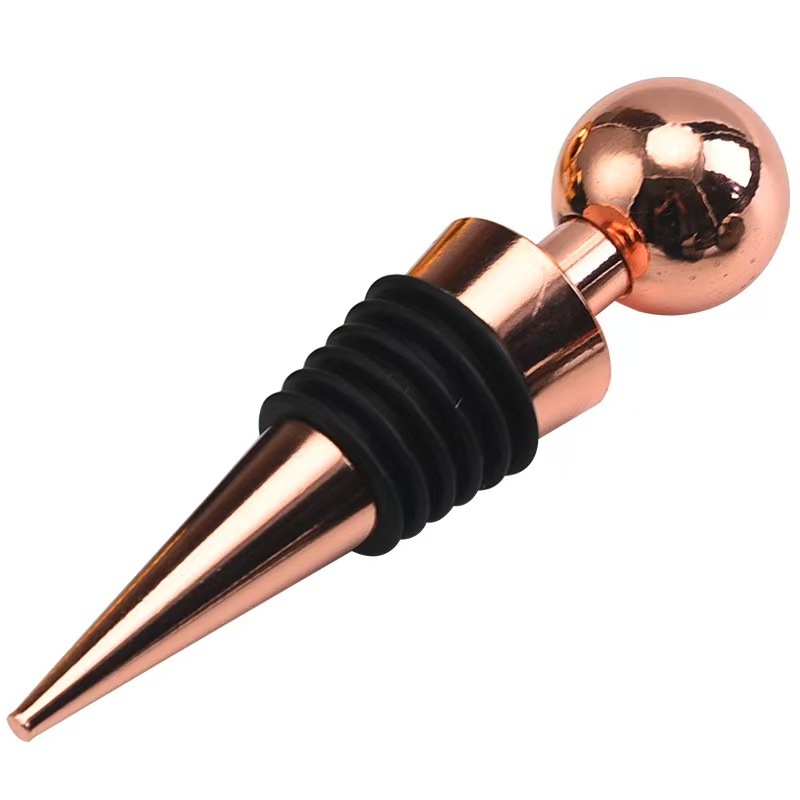 Dop de sticlă din silicon cu cap rotund, 6 fileturi, conic, pentru conservarea vinului roșu, accesoriu pentru vin