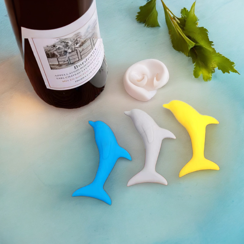 Dop din silicon pentru sticla de vin, în formă de delfin, design modern, creativ, personalizabil, cadou