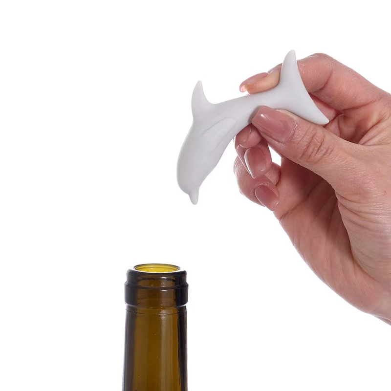 Dop din silicon pentru sticla de vin, în formă de delfin, design modern, creativ, personalizabil, cadou