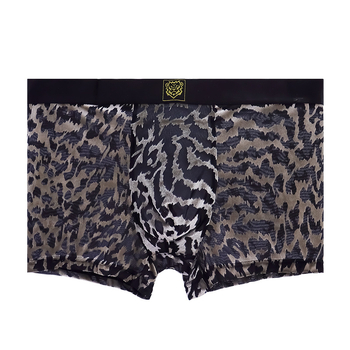 Muške boxerice od najlona s mrežicom i leopard uzorkom, prozračne, srednjeg struka
