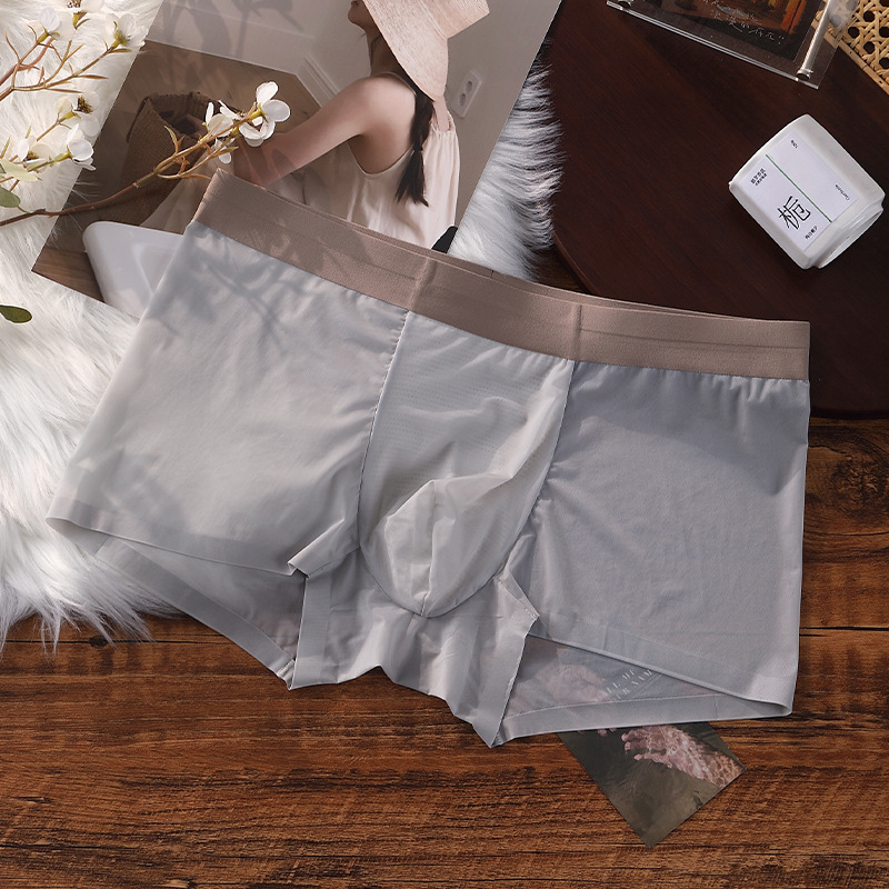 Muške gaćice od ice silk, prozračne, lagane, antibakterijske, jednobojne, srednjeg struka