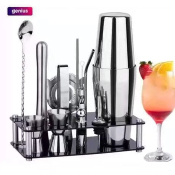 Shaker de cocktail din oțel inoxidabil cu manivelă, set de instrumente de bar pentru începători, set complet