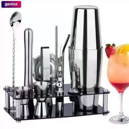 Shaker de cocktail din oțel inoxidabil cu manivelă, set de instrumente de bar pentru începători, set complet