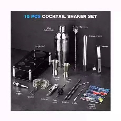 Shaker de cocktail din oțel inoxidabil cu manivelă, set de instrumente de bar pentru începători, set complet