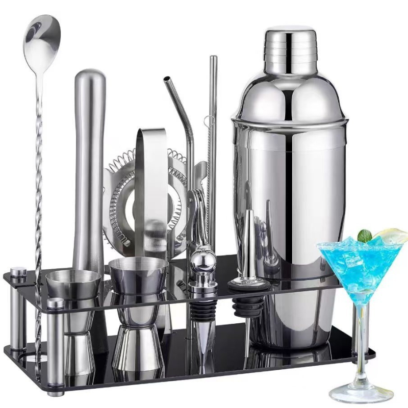 Shaker de cocktail din oțel inoxidabil cu manivelă, set de instrumente de bar pentru începători, set complet