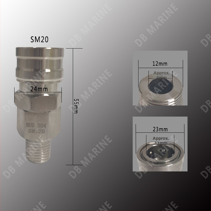 IMPA351322-27 Conector rapid din oțel inoxidabil 20SM-800SM Conector pneumatic întrerupător unidirecțional deschidere și închidere