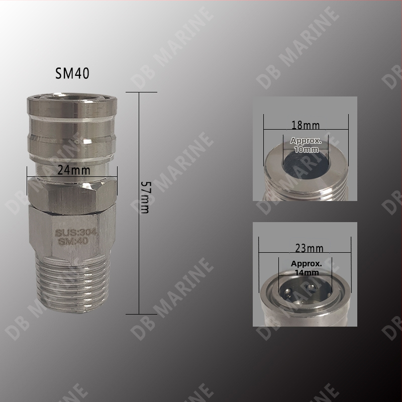 IMPA351322-27 Conector rapid din oțel inoxidabil 20SM-800SM Conector pneumatic întrerupător unidirecțional deschidere și închidere