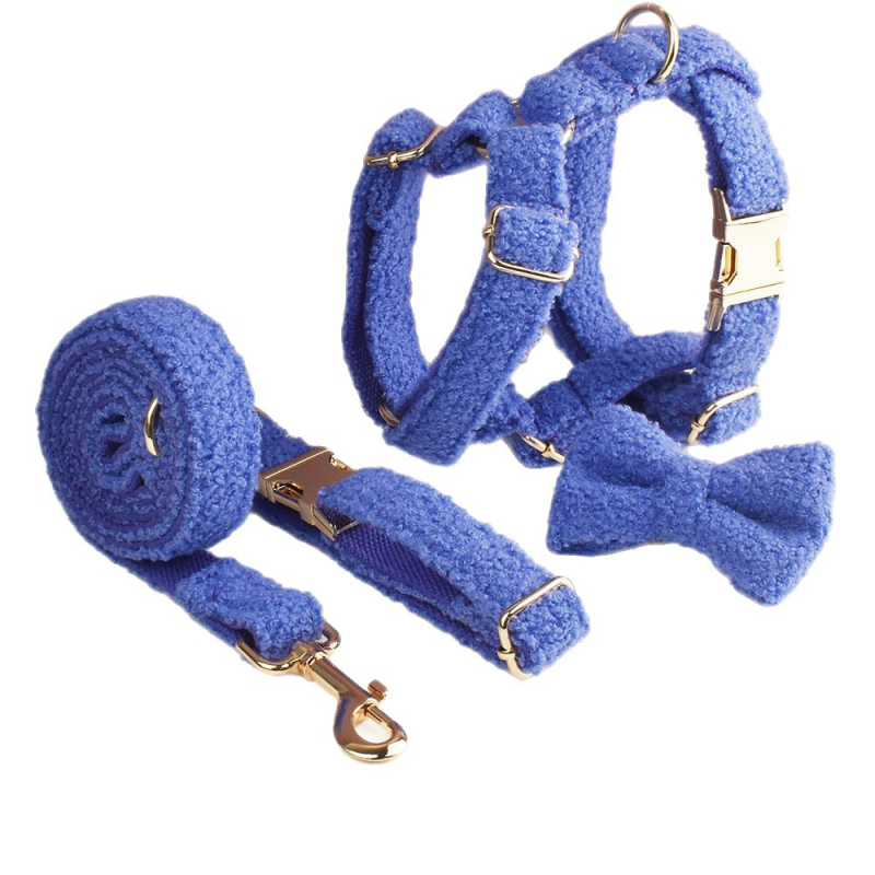 Tamno ljubičasti teddy velvet ogrlica za kućne ljubimce, pasji prsluk, povodac, mašna, DIY gravirana ogrlica, laserska ogrlica