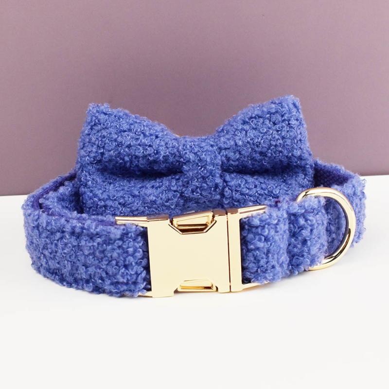 Tamno ljubičasti teddy velvet ogrlica za kućne ljubimce, pasji prsluk, povodac, mašna, DIY gravirana ogrlica, laserska ogrlica
