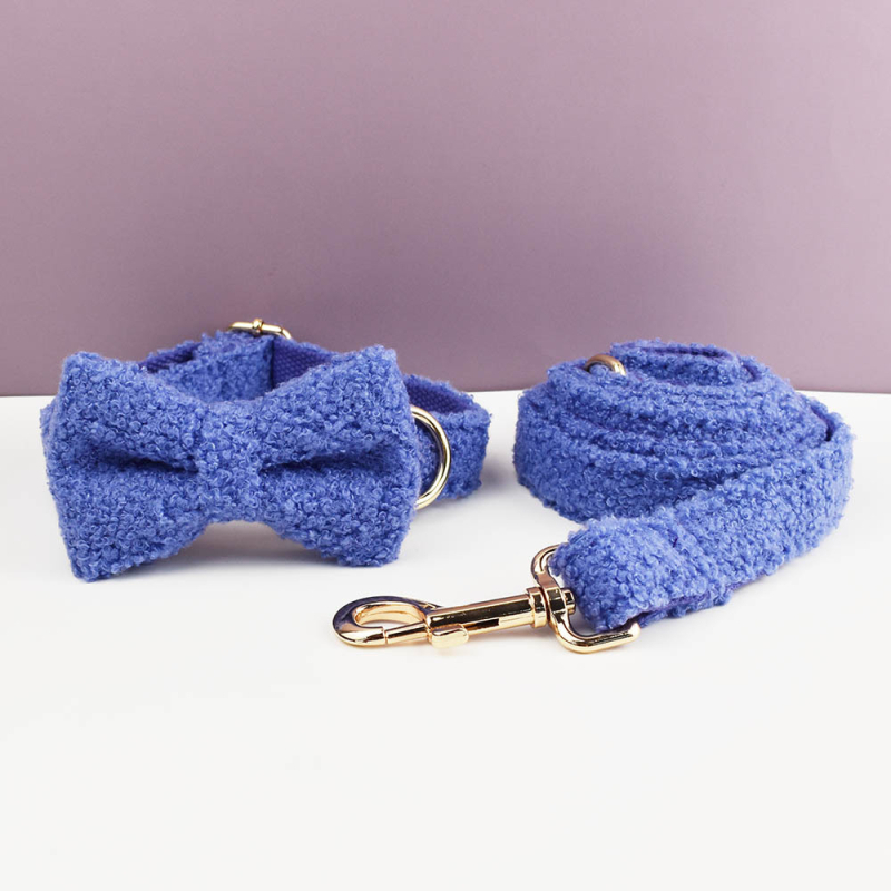 Tamno ljubičasti teddy velvet ogrlica za kućne ljubimce, pasji prsluk, povodac, mašna, DIY gravirana ogrlica, laserska ogrlica