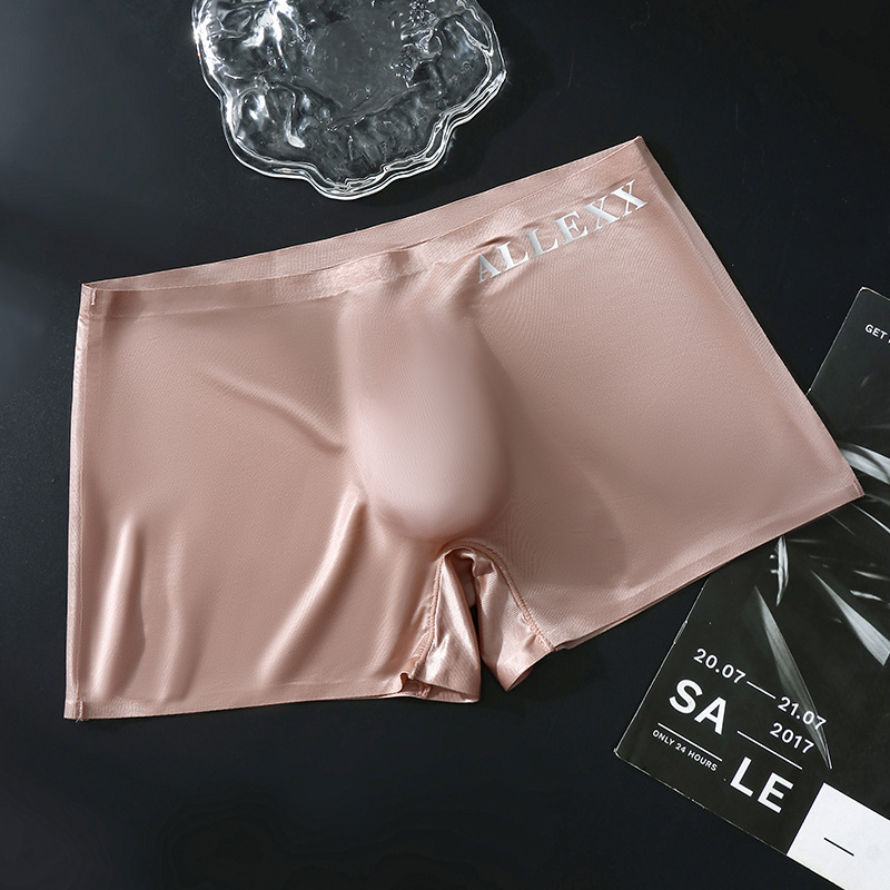 Muške bokserice s 3D konturiranom džepom, prozirnog ice silk materijala, tanke, bez šavova, s dizajnom slova