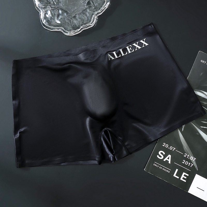 Muške bokserice s 3D konturiranom džepom, prozirnog ice silk materijala, tanke, bez šavova, s dizajnom slova