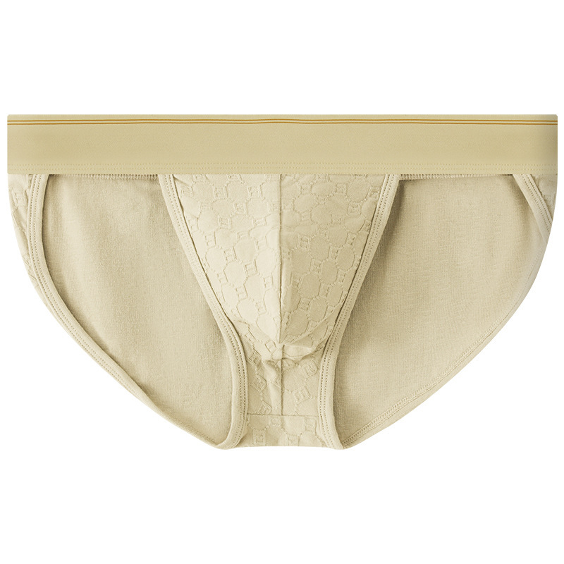 Muške jednobojne gaćice od prozračne pamuke s Jacquard pleteninom, niski struk