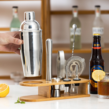 Set de 10 piese de unelte pentru bar din oțel inoxidabil, cu shaker pentru cocktail