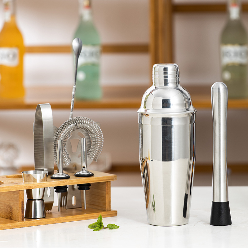Set de 10 piese de unelte pentru bar din oțel inoxidabil, cu shaker pentru cocktail