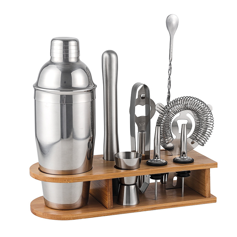 Set de 10 piese de unelte pentru bar din oțel inoxidabil, cu shaker pentru cocktail