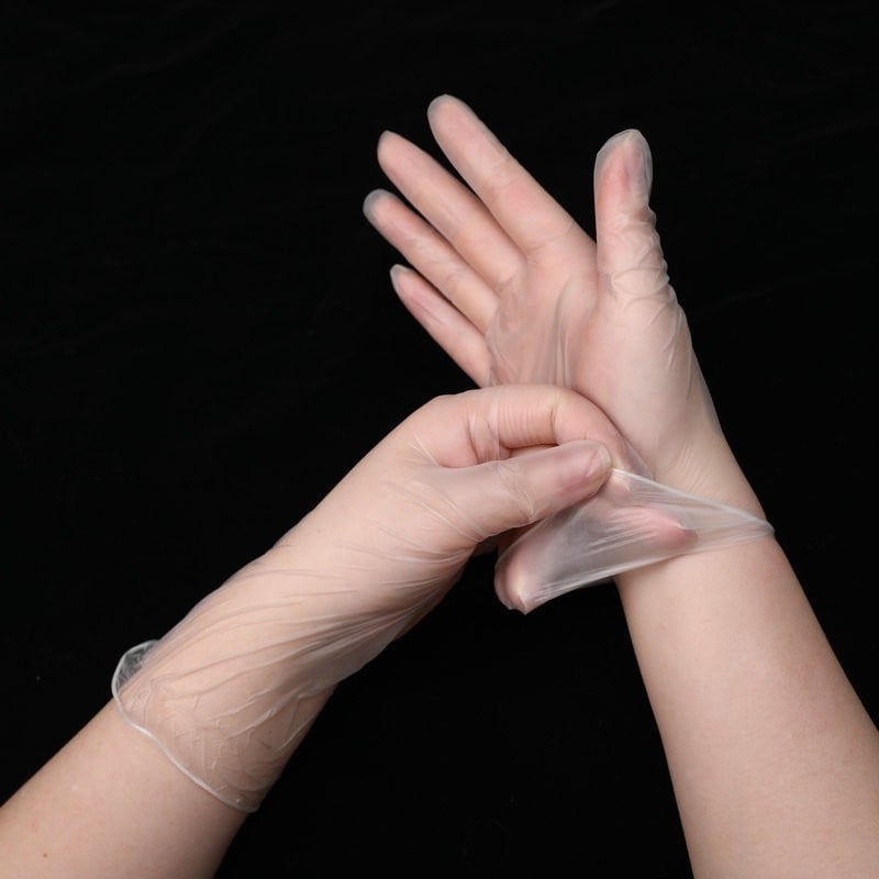Mănuși de unică folosință din PVC transparente, fără pudră, de calitate alimentară, pentru cosmetică, vopsire păr, tatuaje, catering și cofetărie