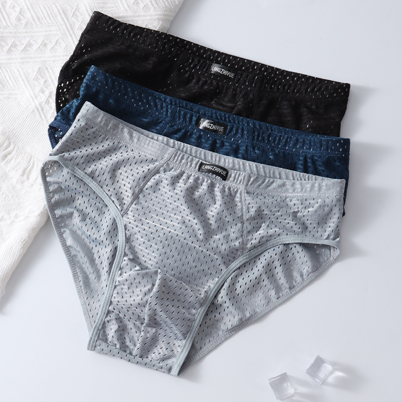 Muške ljetne gaćice s mrežicom od Ice Silk, prozračne, tanke, visoki struk, plus veličina