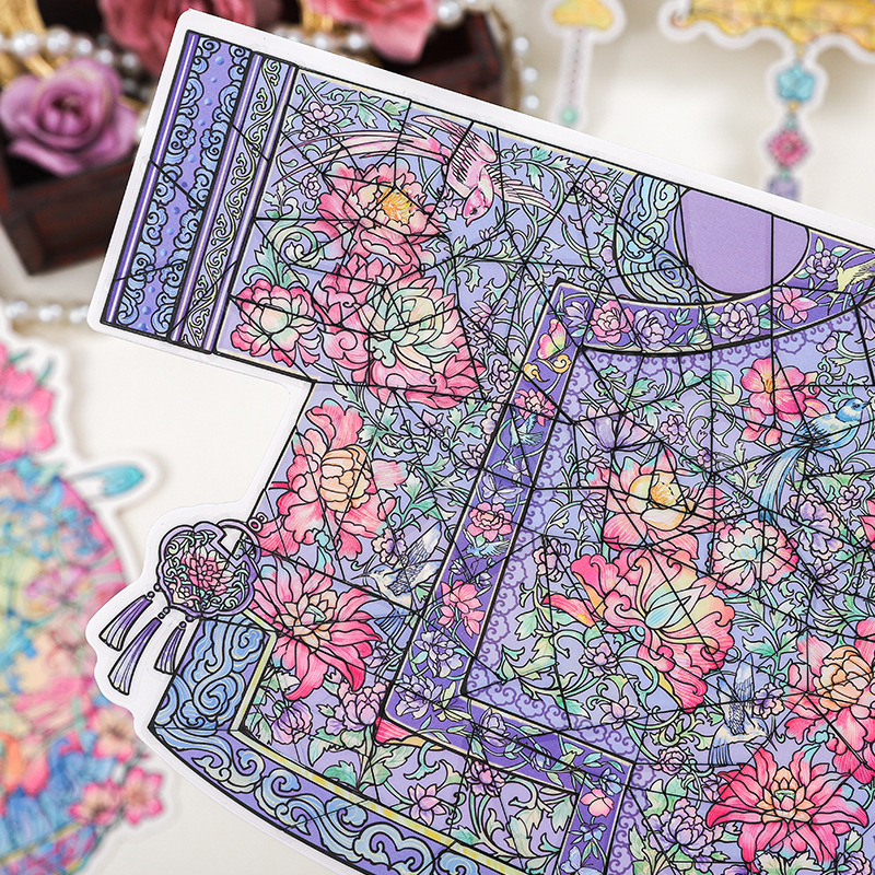 Puzzle cu urme de hârtie: stickere mari cu peisaje, seria Urme istorice, stickere impermeabile pentru jurnalele copiilor