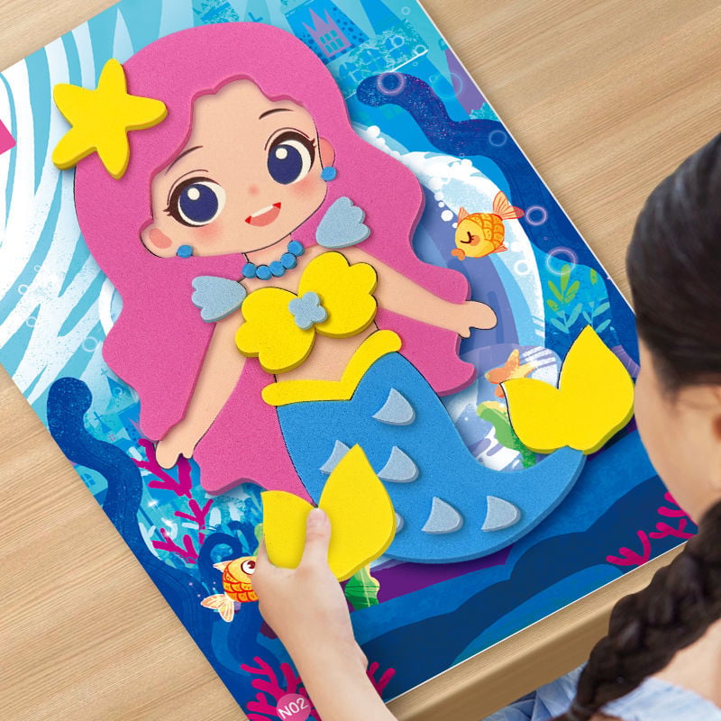 Autocolante 3D EVA pentru copii – personaje de desene animate, activități DIY, joc educativ de îmbrăcat prințesa