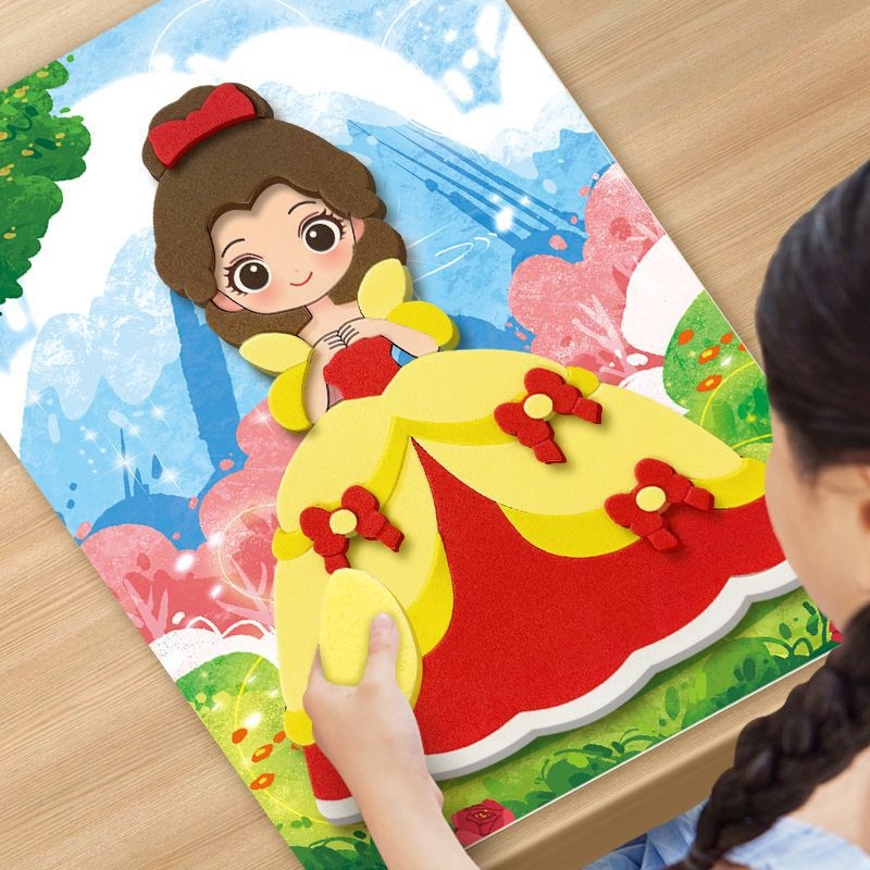 Autocolante 3D EVA pentru copii – personaje de desene animate, activități DIY, joc educativ de îmbrăcat prințesa