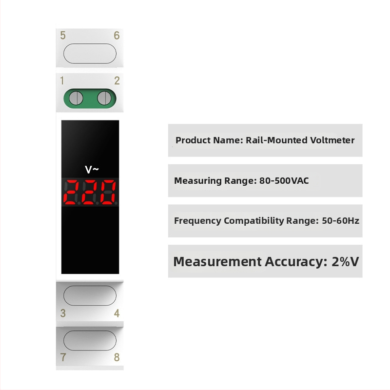Na lištu montovaný merací prístroj napätia a prúdu, mini digitálny indikátor, AC 220/380V, frekvenčný merač