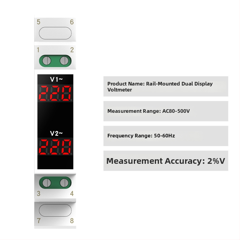 Na lištu montovaný merací prístroj napätia a prúdu, mini digitálny indikátor, AC 220/380V, frekvenčný merač