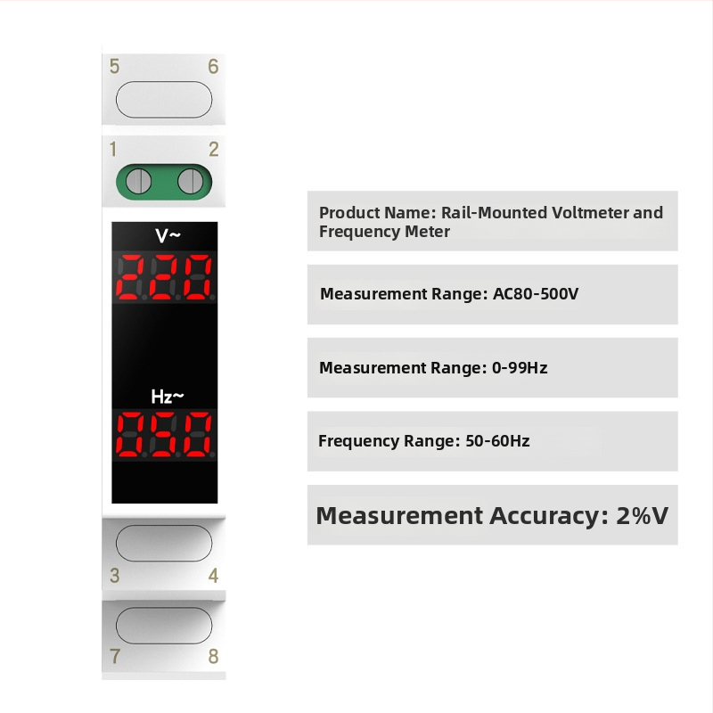 Na lištu montovaný merací prístroj napätia a prúdu, mini digitálny indikátor, AC 220/380V, frekvenčný merač