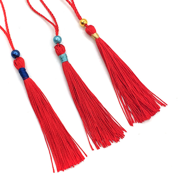 Set de accesorii cu ciucuri și mărgele — mărgele albastre regale și aurii pentru semne de carte, invitații, cutii de bomboane și plicuri roșii