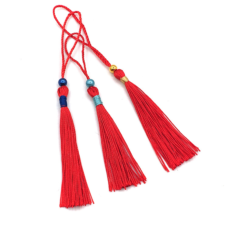 Set de accesorii cu ciucuri și mărgele — mărgele albastre regale și aurii pentru semne de carte, invitații, cutii de bomboane și plicuri roșii