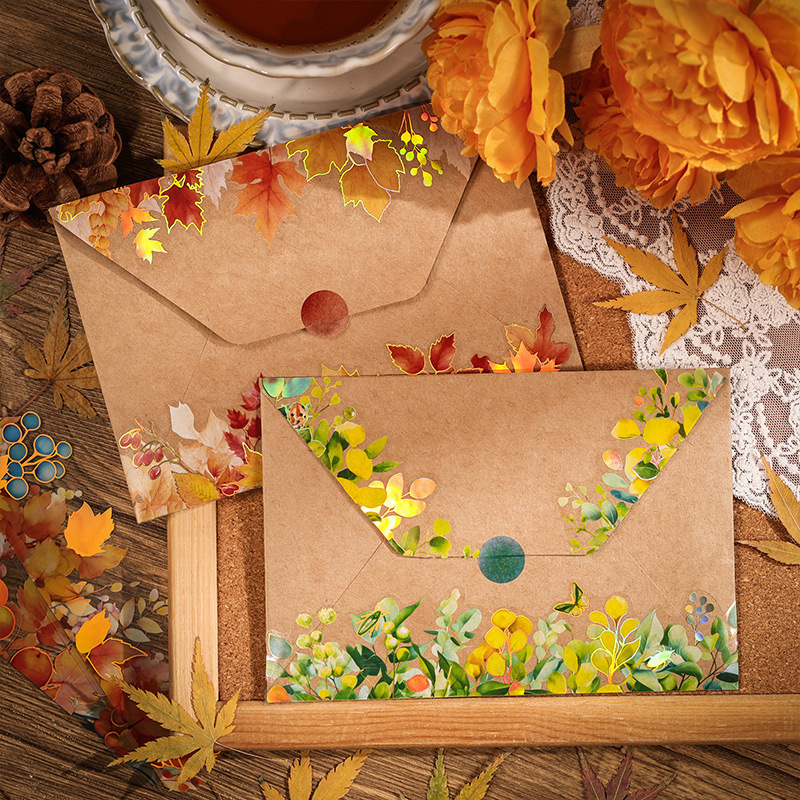 Impresii de toamnă: set autocolante PET cu frunze de plante, flori retro pentru scrapbooking și decor DIY