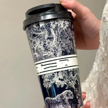 Ceașcă de cafea D, 500 ml, cu interior din oțel inoxidabil 304, design modern, pentru băuturi fierbinți și reci