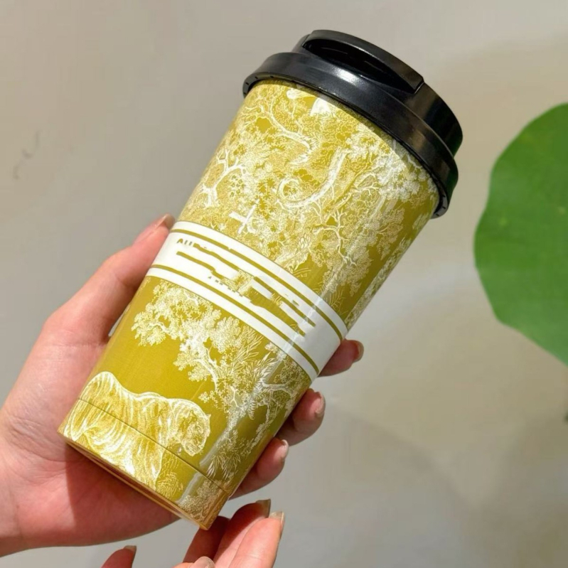 Ceașcă de cafea D, 500 ml, cu interior din oțel inoxidabil 304, design modern, pentru băuturi fierbinți și reci