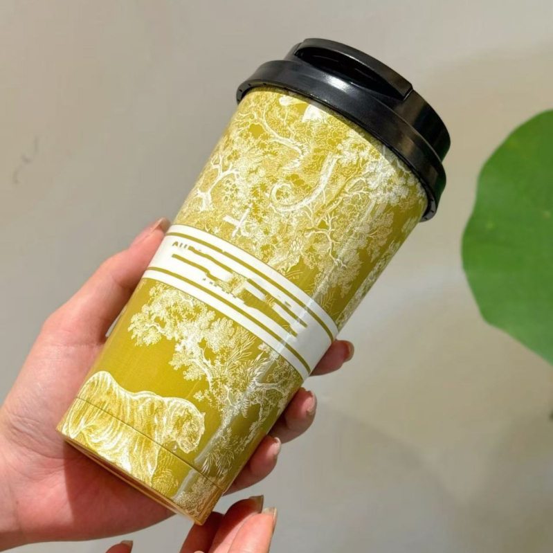 Ceașcă de cafea D, 500 ml, cu interior din oțel inoxidabil 304, design modern, pentru băuturi fierbinți și reci