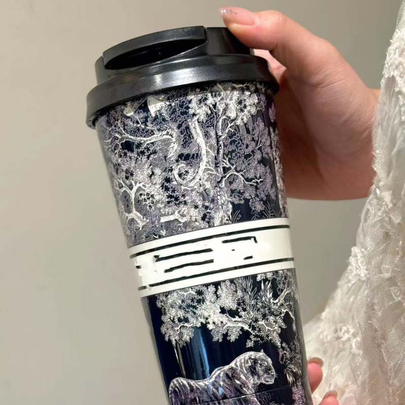 Ceașcă de cafea D, 500 ml, cu interior din oțel inoxidabil 304, design modern, pentru băuturi fierbinți și reci