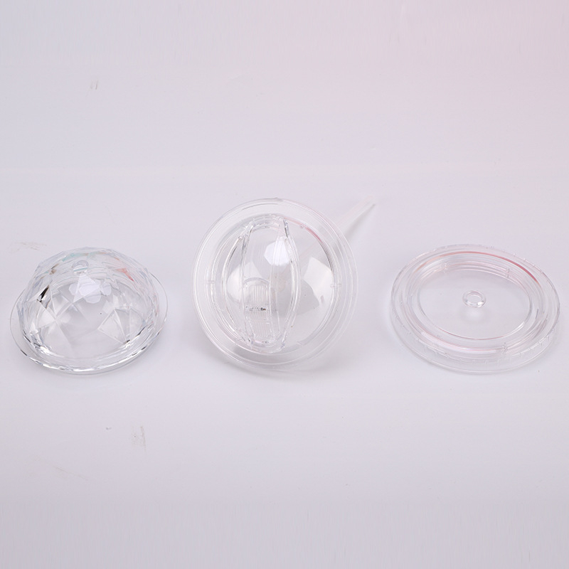 Ceașcă din plastic creativă, drăguță, cu paiete și pai, pereți dubli, răcire cu gheață zdrobită, model desen animat