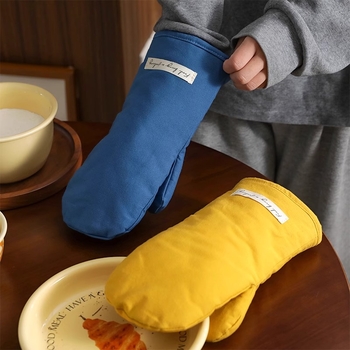 Mănuși izolante de bucătărie, rezistente la temperaturi înalte, anti-arzare, 28 cm, căptuțite cu bumbac, pentru microunde și coacere