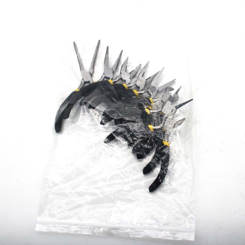 Set de 8 piese: clește mini 4,5 inch, mânere negre și galbene, unelte multifuncționale, clește diagonal, clește cu nas de ac, clește cu nas plat