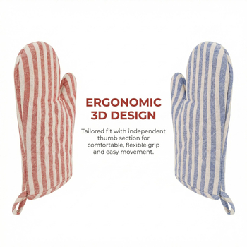 Mănuși izolante din bumbac și in, pentru cuptor și microunde, rezistente la temperaturi înalte, anti-arsuri, în stil Nordic cu dungi, 27 cm lungime