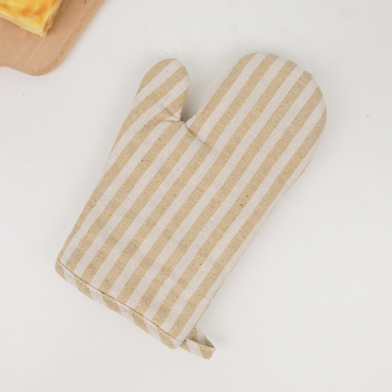 Mănuși izolante din bumbac și in, pentru cuptor și microunde, rezistente la temperaturi înalte, anti-arsuri, în stil Nordic cu dungi, 27 cm lungime
