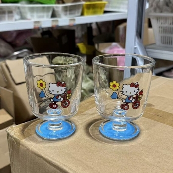 Goblet din sticlă cu model floral, rezistent la temperaturi înalte, pentru cafea, suc și apă